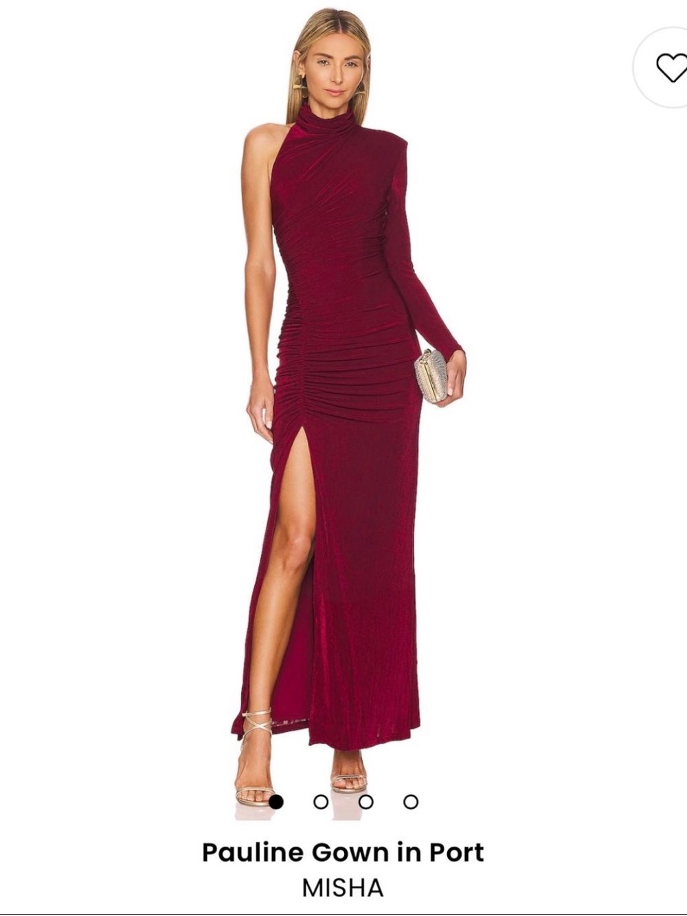 Mishka One-Shoulder Ruched Gown in Port Wine